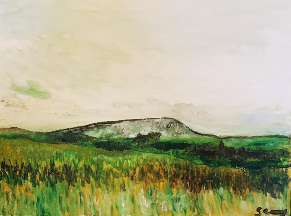 Frost over Pendle, Oil on Board.